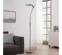 Lampadaire LED Darion Lindby, dimmable, gris, Salon / Salle à manger, Métal, Moderne, Lampadaire LED