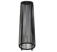Lampadaire LED de jardin Outsunny style colonial dim. Ø 21,5 x 61H cm résine tressée filaire noir
