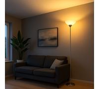 Lampadaire LED Deckenfluter Métal Nickel Mat Verre Opale