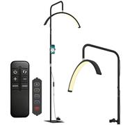 HOMCOM Lampadaire LED demi-lune rotative 350°, lampadaire sur pied salon dimmable 36 W, 7 températures de couleur, support pour téléphone, 4150LM, 2700-6000K, pour soins de peau tatouage ongles, noir