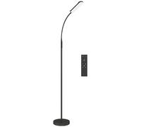 HOMCOM Lampadaire sur pied de salon lampe salon LED dimmable avec télécommande, contrôle tactile, température couleur et luminosité réglables, col de cygne pivotant, minuterie et mémoire, 175 cm, noir