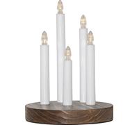 Lampadaire LED 'Doris', 5 flammes, bois/plastique, brun/blanc, ww LED, env. 17,5x24 cm, batterie, minuterie