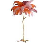 Lampadaire LED en résine à intensité variable avec trépied en plumes d'autruche naturelles - Décoration élégante pour la maison et le bureau - Parfait pour le salon et la lecture