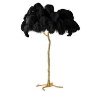 Lampadaire LED En Résine Avec Trépied En Plumes D'autruche Naturelles À Intensité Variable - Décoration Idéale For Le Salon - Lampe De Lecture Parfaite(C,170x110cm)