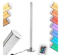 Lampadaire LED Flaut à intensité variable, en métal chromé, 10 Watt, 1000 Lumen à 3100 Kelvin (blanc chaud), LED RGB dont la couleur peut être contrôlée par la télécommande incluse