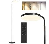 HOMCOM Lampadaire LED, lampadaire sur pied salon à intensité variable, tête rotative à 350 °, télécommande magnétique, température de couleur réglable 3000-6500 K, pour salon, chambre, noir