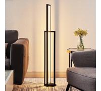 Lampadaire LED Hylda Lucande, dimmable, noir, Salon / Salle à manger, Aluminium, Moderne, Lampadaire LED