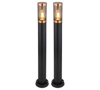 Lampadaire LED Jardin Lampe d'extérieur Lampadaire d'allée Acier inoxydable, accentuation cuivre noir fumé, 1x E27 filament LED blanc chaud, DxH 7,6x80 cm, 2er Set
