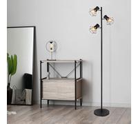 Lampadaire LED Lampadaire design industriel lampe de salon plafonnier 3 flammes, métal noir, 3x E27 filament LED blanc chaud, LxlxH 30,5x25x161 cm