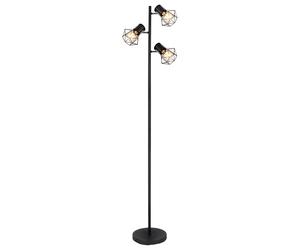 Lampadaire LED Lampadaire design industriel lampe de salon plafonnier 3 flammes, métal noir, 3x E27 filament LED blanc chaud, LxlxH 30,5x25x161 cm