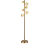 Lampadaire LED, lampe de salon, cristaux, métal doré, H 155 cm