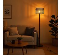 Lampadaire LED Lampe de Salon Rétro Feu Latéral Verre Fumée H 152cm