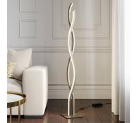 Lampadaire LED Mairia Lucande, dimmable, gris, Salon / Salle à manger, Aluminium, Moderne, Lampadaire LED