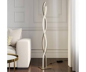 Lampadaire LED Mairia Lucande, dimmable, gris, Salon / Salle à manger, Aluminium, Moderne, Lampadaire LED