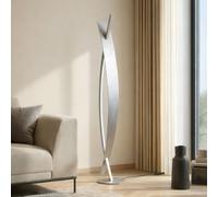 Lampadaire LED Marija Lucande, dimmable, argenté, Salon / Salle à manger, Métal, Moderne, Lampadaire LED