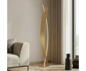 Lampadaire LED Marija Lucande, dimmable, doré, Salon / Salle à manger, Métal, Moderne, Lampadaire LED