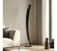 Lampadaire LED Marija Lucande, dimmable, noir, Salon / Salle à manger, Métal, Moderne, Lampadaire LED