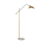 Lampadaire LED moderne à bras oscillant réglable rotatif à 360° avec abat-jour en métal et base en marbre, éclairage d'angle élégant pour salon, chambre à coucher, bureau - Lumière blanche
