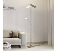 Lampadaire LED Parthena Lucande, dimmable, gris, Salon / Salle à manger, Métal, Moderne, Lampadaire LED