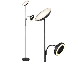 Lampadaire LED plafonnier projecteur lampadaire lampe de salon, métal plastique chrome noir, variateur tactile ventilateur dimmable, 20W 850lm 2700K, 4000K, 6500K, H 178 cm