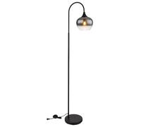 Lampadaire lampe de salon en verre fumé lampe à arc de fumée sur pied noir fumée, métal, douille E27, LxlxH 39x25x150 cm