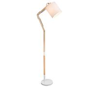 Lampadaire LED Salon Lampe en bois Lampadaire avec articulations réglables, métal textile blanc, 1x E27 LED blanc chaud, LxH 75x172 cm