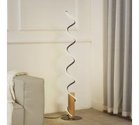 Lampadaire LED Spiraali Lindby, gris, Salon / Salle à manger, Aluminium, Maison de campagne / Rustique, Lampadaire LED