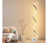Lampadaire LED spiralé moderne 40 W à intensité variable avec télécommande, lampadaire haut avec température de couleur et luminosité réglables, lampe de lecture d'angle argentée pour salon, chambre