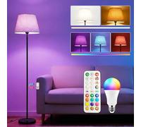 Lampadaire LED sur Pied Salon avec Variateur RGB, Double commande par Télécommande et interrupteur au pied, 9 couleurs + 6 modes Dynamiques, 152CM Moderne& 1200LM Ampoule, CRI92,pour Chambre et Bureau