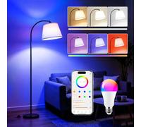Lampadaire LED sur Pied Salon avec Variateur RGB intelligente,Double commande par interrupteur au pied et APP,152CM Moderne lampadaire Arc &Ampoule,CRI92, 2700-6000K,10W 1200LM,pour Chambre et Bureau