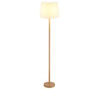 Lampadaire LED Textile blanc Lampe sur pied imitation bois Lampe de salon debout, métal,10,5W 1055lm blanc chaud, DxH 35x151 cm