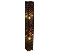 Lampadaire LED tissu lampe de sol design noir salon avec abat-jour textile feuille d'or, métal argenté, 7W806lm blanc chaud, LxlxH 15x15x118 cm