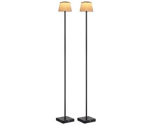 Lampadaire LED Touchdimmer USB Lampe d'extérieur Batterie Lampadaire CCT, métal plastique brun noir, 4W 155Lm 3000K 4000K 5000K, H 120 cm, 2er Set