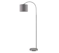 Lampadaire - Lindby - lampadaire arqué salon - Tissu textile - nickel satiné gris