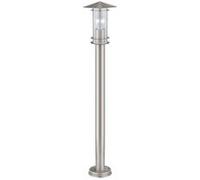 Eglo Lampadaire extérieur Lisio, luminaire sur pied, borne lumineuse, lampe de jardin et de chemin en acier inox et verre, douille E27, IP44