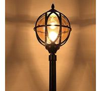 Lampadaire Lumières Vintage Ip54 Haut Pôle Globe Colonne Lumineuse Lanterne Classique Cour Extérieure Étanche Rue Aluminium Moulage Sous Pression Verre E27 Pilier Lampes Pour Patio Porche Gat Noir H: