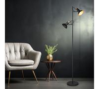 Lampadaire Luminaire De Salon 2 Flammes Spots Mobiles Noir Or