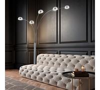 Lampadaire Luminaire De Salon Flambeau Marbre Argenté 5-Flammes H 200 Cm