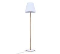 Lampadaire lumineux solaire et rechargeable pied métal couleur bois design scandinave LED blanc chaud/blanc dimmable STANDY WOOD SOLAR H150cm
