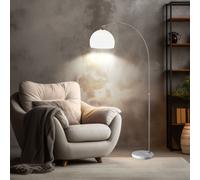 Lampe à arc Lampadaire avec base en marbre Lampe à arc avec fonction télescopique blanc, réglable en hauteur, 1x E27, base DM 29cm hauteur totale 141-196cm