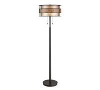 Lampadaire Métal Verre Cuivre Interrupteur à Tiré Lampe de Salon 2 à Flammes