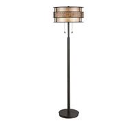 Lampadaire Métal Verre Cuivre Interrupteur à Tiré Lampe de Salon 2 à Flammes