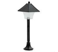 Lampadaire miniature décoratif pour jardin, pelouse, allée et maison de poupée - Statuette en PVC à piles style vintage - 15 x 8,9 x 5 cm - Noir (A)