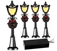 Lampadaire Miniature,Mini Village Lumineux Scène de Noël,Kit Porte Lutin de Noël,Dollhouse Streetlight Miniature Village Voie Lanterne Post pour DIY Micro Paysage- Décorations de Noël (Noir A)