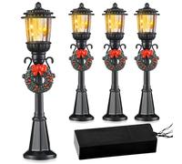 Lampadaire Miniature,Mini Village Lumineux Scène de Noël,Kit Porte Lutin de Noël,Dollhouse Streetlight Miniature Village Voie Lanterne Post pour DIY Micro Paysage- Décorations de Noël (Noir C)