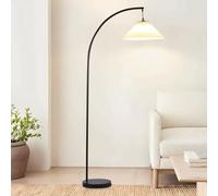 Lampadaire minimaliste nordique Lampadaires en arc Abat-jour plissé Lampe sur pied Décoration intérieure Lampe sur pied Base en marbre Fer antirouille Lampes hautes Lumière verticale noire pour salon