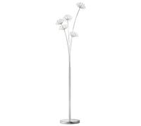 Lampadaire moderne à 5 lampadaires en chrome brossé avec abat-jour en fil métallique, éclairage élégant pour salon et chambre à coucher, lumière blanche brillante