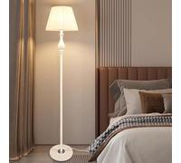 Lampadaire moderne de 152,9 cm avec base en fer E26 à intensité variable Beige clair Abat-jour à pédale Interrupteur à pédale Éclairage d'intérieur élégant pour salon, chambre à coucher et décoration