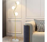 Lampadaire moderne du milieu du siècle, 3 globes, grands lampadaires dorés avec abat-jour en verre dépoli et 3 ampoules de température de couleur, lampe de lecture lumineuse pour salon, chambre à