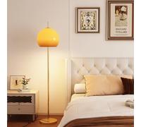 Lampadaire moderne du milieu du siècle en verre orange en forme de dôme, lampe sur pied nordique Bauhaus, lampe champignon, lampe de lecture unique, Art déco pour salon, chambre à coucher - Base dorée